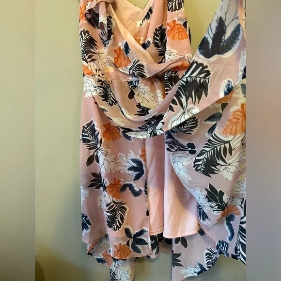 A New Day Women’s Pink Floral Faux Wrap Knee Length Dress size Medium - Picture 3 of 6
